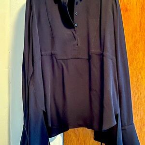 Alexander McQueen Black Long Sleeve Blouse With French Cuffs Sz 8, IT 44
